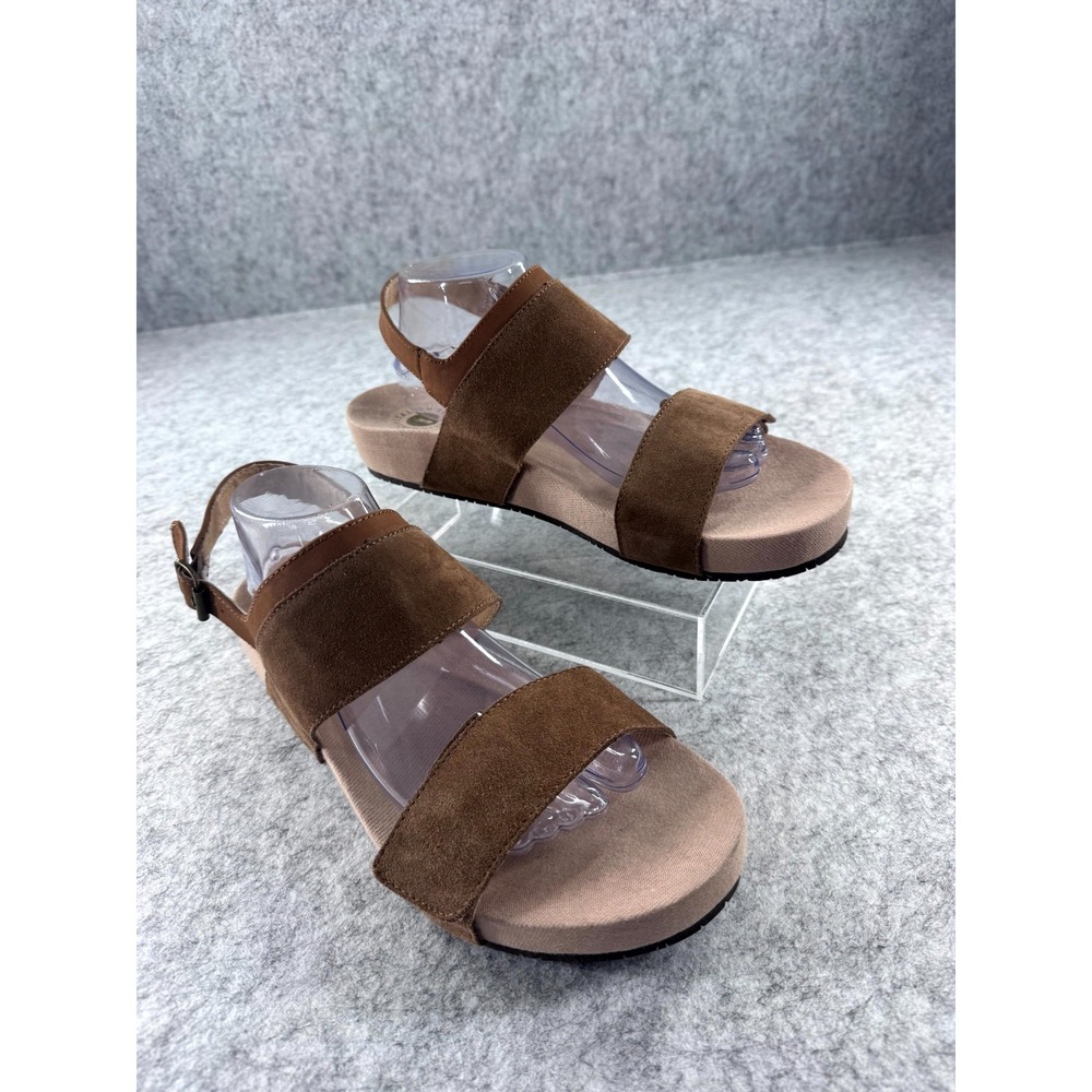 Revitalign Up‎ Swell Wedge Sandals Women's 12 B Brown Suede Hook & Loop Open Toe